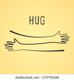 Hugging hands. Arm embrace, relationship hugged hands