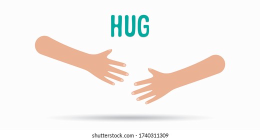 Hugging hands. Arm embrace, relationship hugged hands