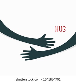 Hugging hands. Arm embrace, relationship hugged hands