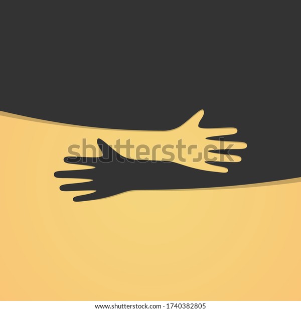 Hugging\
hands. Arm embrace, relationship hugged\
hands