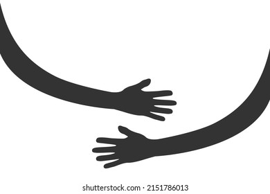 Hugging hands icon. Hand hugs. Faith in unity. A unique relationship developed. Vector.