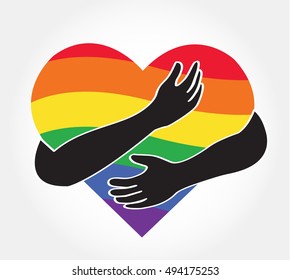 hugging heart vector , Hug yourself , Love yourself
