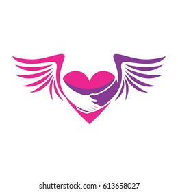 HUGGING HEART WITH WINGS