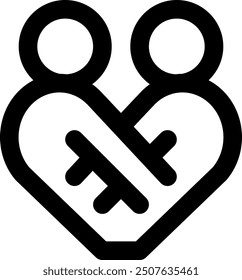 Diseño de icono de abrazo en tamaño de 32px