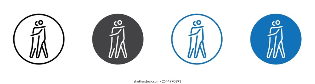 Esquema de línea delgada del Iniciar sesión del logotipo del icono de abrazo