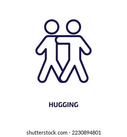 hugging icon from people collection. Thin linear hugging, friendship, friend outline icon isolated on white background. Line vector hugging sign, symbol for web and mobile