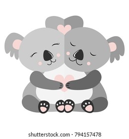 Hugging Koala Postcard Vector illustration