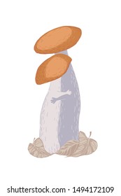 Hugging orange-cap boletus mushrooms. Vector illustration about love