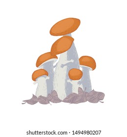 Hugging orange-cap boletus mushrooms. Vector illustration about happy family