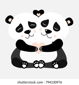 Hugging Panda Postcard Vector illustration