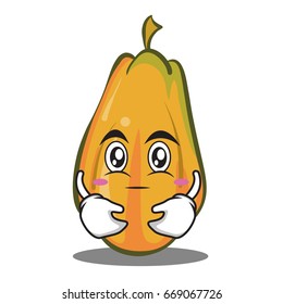 Hugging papaya cartoon character design vector illustration