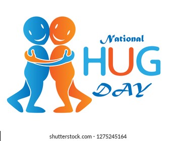 hugging people figures without a background for National Hug Day. Clip art