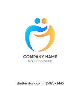 hugging people logo design vector template,hugging people icon