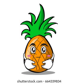 Hugging pineapple cartoon character collection vector illustration
