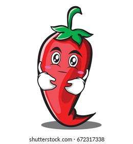 Hugging red chili character cartoon