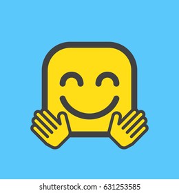 Hugging smiling face emoji. Filled outline icon, colorful vector emoticon