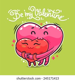 Hugging Valentine Hearts for Humor Valentine's Day Design or T-Shirt Print