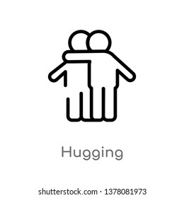 hugging vector line icon. Simple element illustration. hugging outline icon from people concept. Can be used for web and mobile