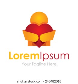 Hugging your sweet red heart graphic design icon logo
