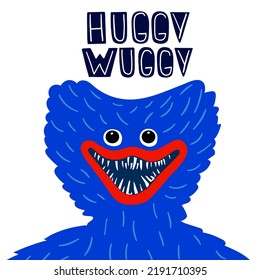 Huggy Wuggy terrible toy on a white background. Huggie Wuggies svg