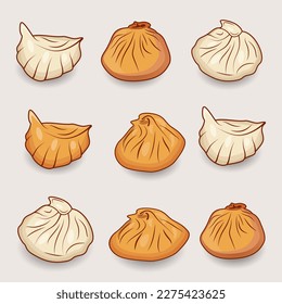 Hugh Dim Sum Watercolor Illustrations Asian Food Design Set. Hi-Quality  Premium Vector. Excellent Creative Dim Sum Illustrations Vector With Background.