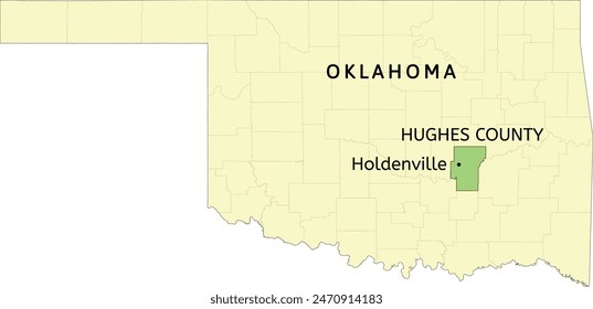 Hughes County and city of Holdenville location on Oklahoma state map