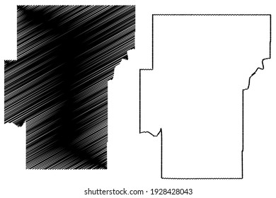 Hughes County, Oklahoma State (U.S. county, United States of America) map vector illustration, scribble sketch Hughes map