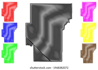 Hughes County, Oklahoma State (U.S. county, United States of America) map vector illustration, scribble sketch Hughes map