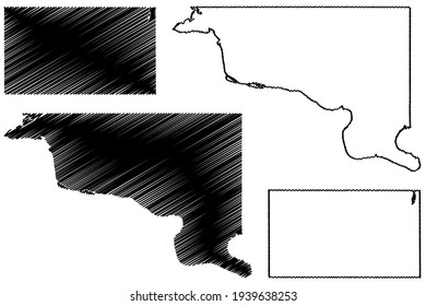 Hughes and Faulk County, State of South Dakota (U.S. county, United States of America) map vector illustration, scribble sketch map