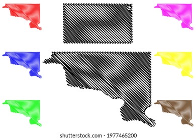 Hughes and Faulk County, State of South Dakota (U.S. county, United States of America) map vector illustration, scribble sketch map