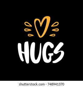 Hugs Great Lovevector Lettering Banner Calligraphy Stock Vector ...