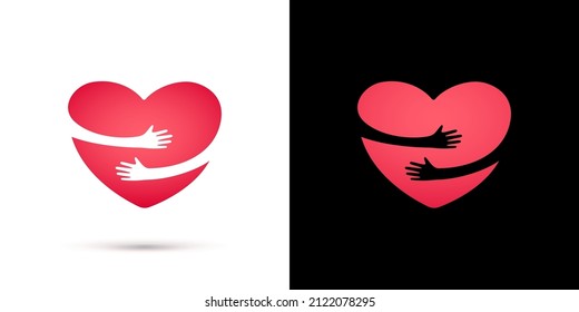 Hugs and heart shape simple abstract illustration