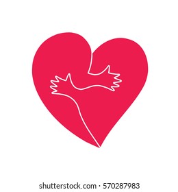 Hugs. Heart vector. Couple hugging freaks. Concept of love pattern for Valentines day