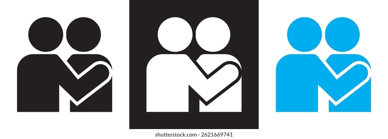 Hugs icon . Vector for websites, mobile interfaces, presentations, banner, visual branding etc. Vector illustration. isolated on white and black background. EPS 10