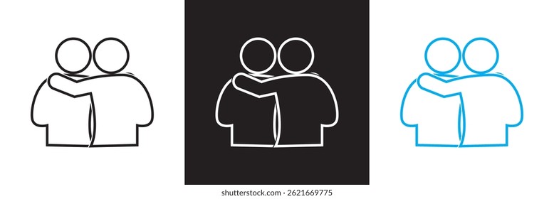 Hugs icon . Vector for websites, mobile interfaces, presentations, banner, visual branding etc. Vector illustration. isolated on white and black background. EPS 10