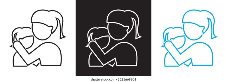 Hugs icon . Vector for websites, mobile interfaces, presentations, banner, visual branding etc. Vector illustration. isolated on white and black background. EPS 10