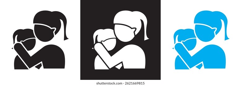Hugs icon . Vector for websites, mobile interfaces, presentations, banner, visual branding etc. Vector illustration. isolated on white and black background. EPS 10