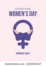 Hugs, justice, international women's day. Vector illustration. Embrace Equity.