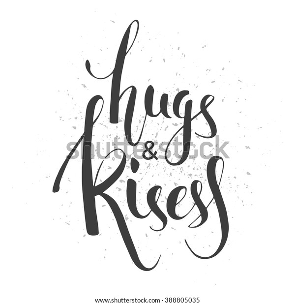 Hugs Kisess Hand Lettering Design Vector Stock Vector (Royalty Free ...