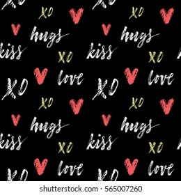 "Hugs, kiss, love, xo" lettering.