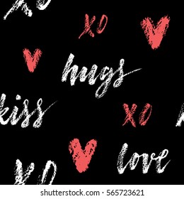 "Hugs, kiss, love, xo" lettering.