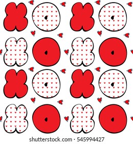 Hugs and kisses  cute doodle bold fat lettering seamless pattern