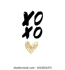 Hugs and kisses, cute label, boho style, inspirational poster. Decor elements, sticker, card, postcard. Vector, clip art. Isolated.