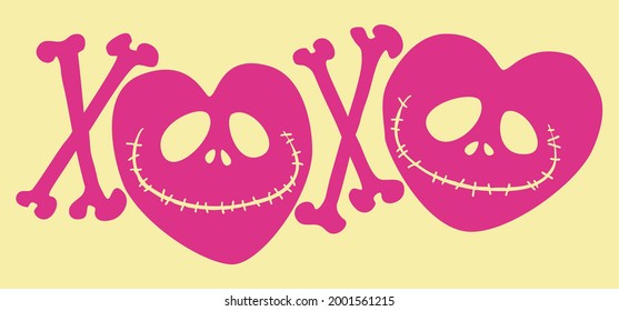 Hugs and kisses hearts skulls and bones sign