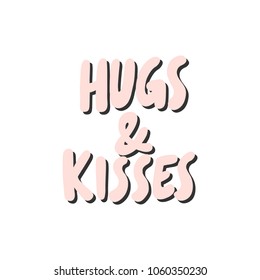 Hugs & kisses. Sticker vector for social media post. Hand drawn illustration design. Bubble pop art comics style. Good as poster, t shirt print, card, wallpaper, video or blog cover
