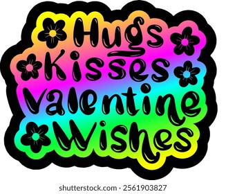 hugs kisses valentine wishes valentines day colorful bright rainbow graphic design