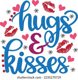 Hugs and Kisses, Valentines Day, Heart, Love, Be Mine, Holiday, Vector Illustration File