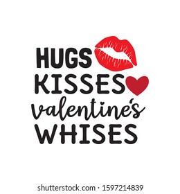 hugs kisses valentine's wishes with lip stamp valentine theme graphic design vector for greeting card and t shirt print template