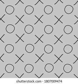 Hugs and Kisses Xs and Os black on gray seamless vector repeat surface pattern design