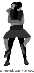 Hugs are more powerful than kisses, vector illustration. Two girls or sisters hugging. Welcome meet after travel trip. Sports woman celebrate victory. Lesbian woman in love. Closeness and tenderness.